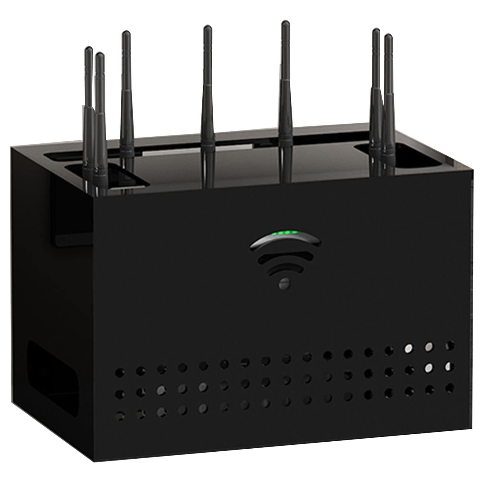 Wall-Mounted WiFi & Cable Management Storage Box – Black
