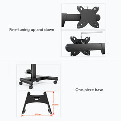 Adjustable Six-Monitor Mobile Floor Stand with Keyboard Tray