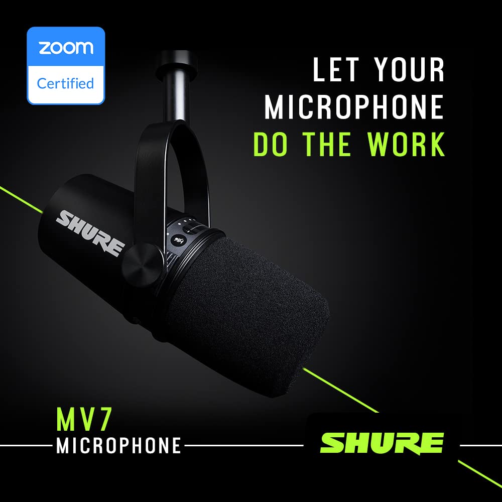 Shure MV7 USB Microphone with Tripod, for Podcasting, Recording
