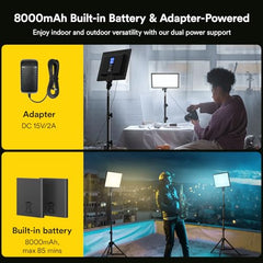 2-Pack Bi-Color LED Video Light Kit with Stands