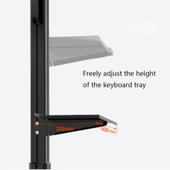 Adjustable Six-Monitor Mobile Floor Stand with Keyboard Tray