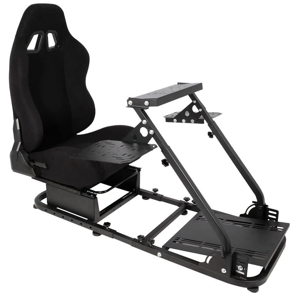 Racing & Flight Simulator Cockpit with Black Seat