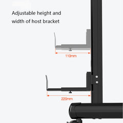 Adjustable Six-Monitor Mobile Floor Stand with Keyboard Tray