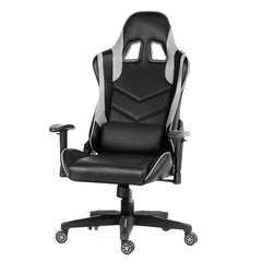 Reclining Massage Gaming Chair with Lumbar Support – Black & Gray