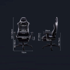 Reclining Massage Gaming Chair with Lumbar Support – Black & Gray