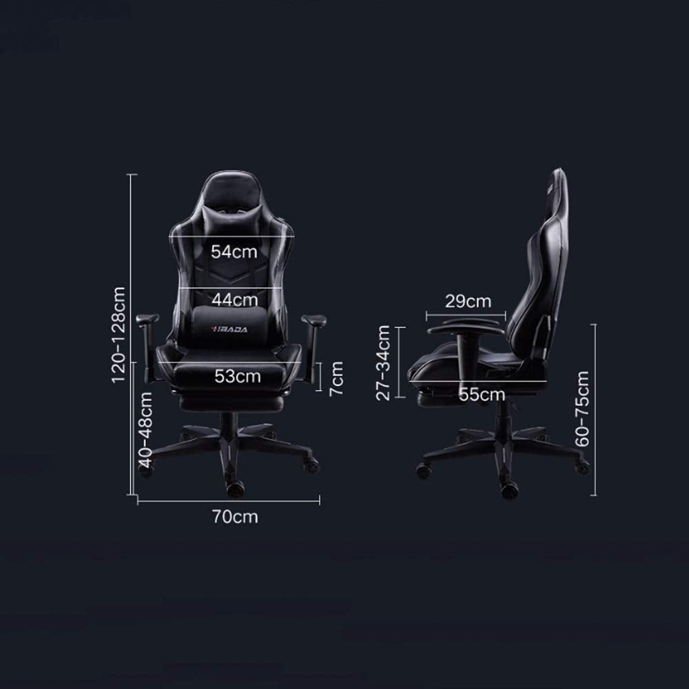 Reclining Massage Gaming Chair with Lumbar Support – Black & Gray