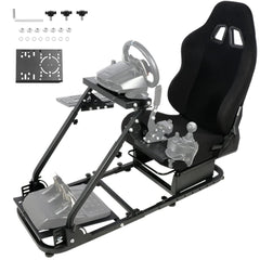 Racing & Flight Simulator Cockpit with Black Seat