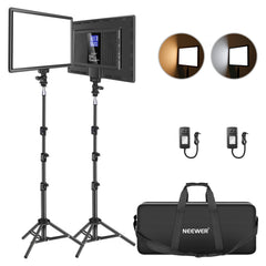 2-Pack RGB LED Video Light Kit with Tripod Stands