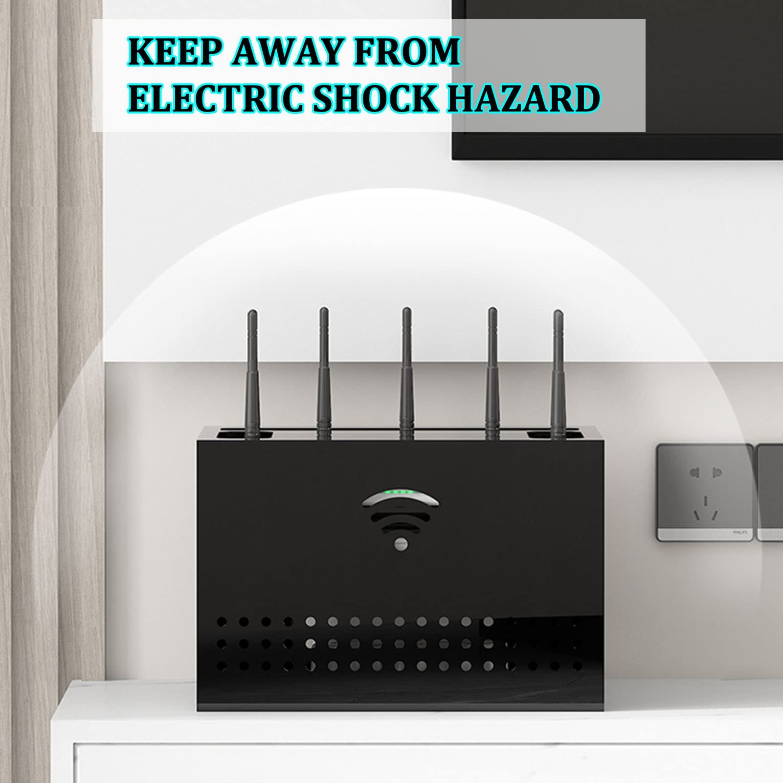 Wall-Mounted WiFi & Cable Management Storage Box – Black