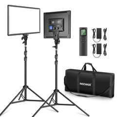 2-Pack RGB LED Video Light Kit with Tripod Stands