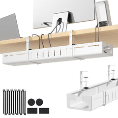 Adjustable No-Drill Under-Desk Cable Management Tray