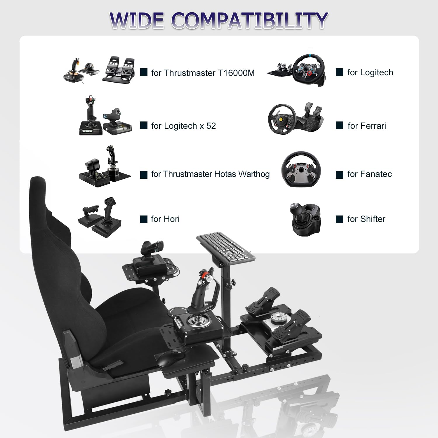 Adjustable Racing & Flight Simulator Cockpit with Seat