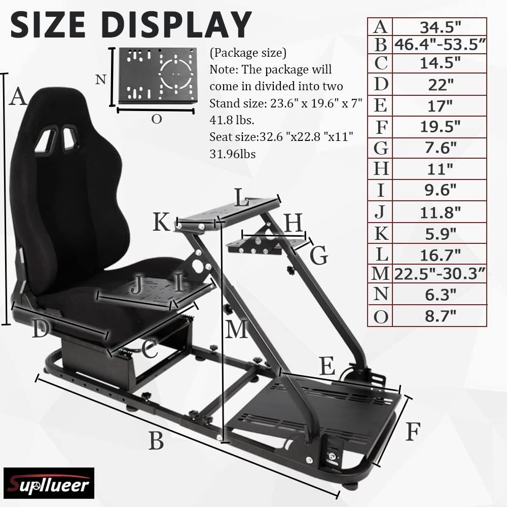 Racing & Flight Simulator Cockpit with Black Seat