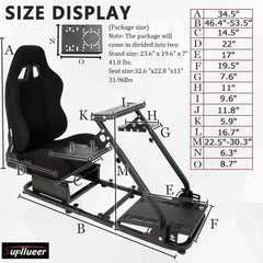 Racing & Flight Simulator Cockpit with Black Seat