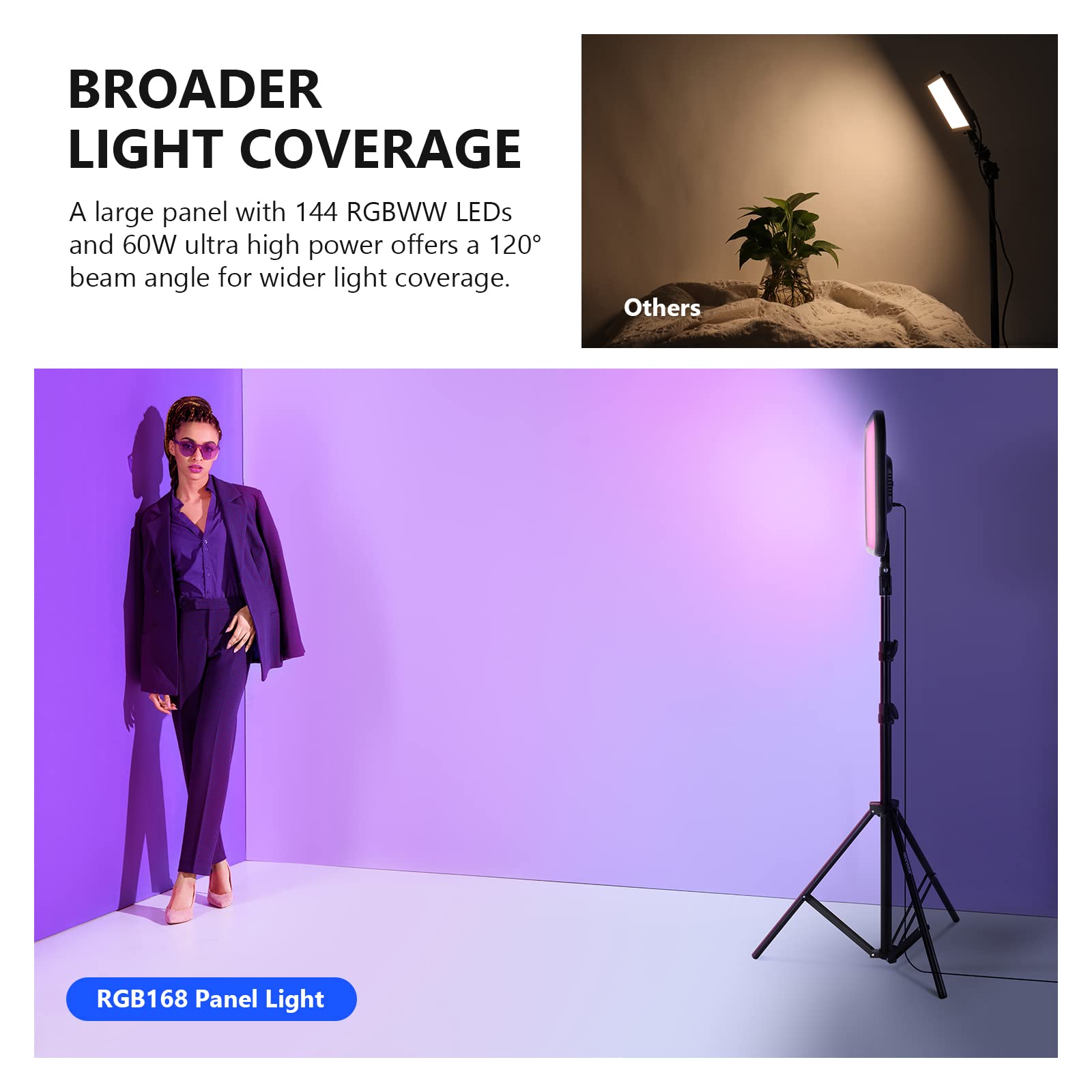 2-Pack RGB LED Video Light Kit with Tripod Stands