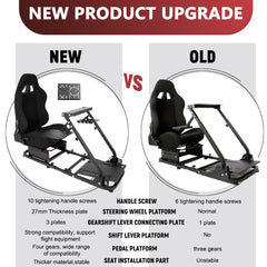 Racing & Flight Simulator Cockpit with Black Seat