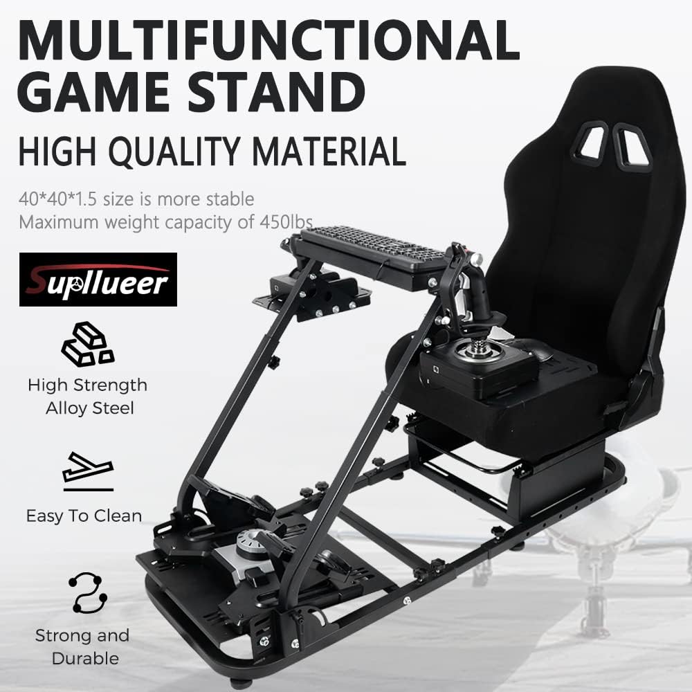 Racing & Flight Simulator Cockpit with Black Seat