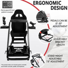 Racing & Flight Simulator Cockpit with Black Seat