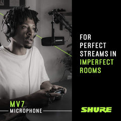 Shure MV7 USB Microphone with Tripod, for Podcasting, Recording