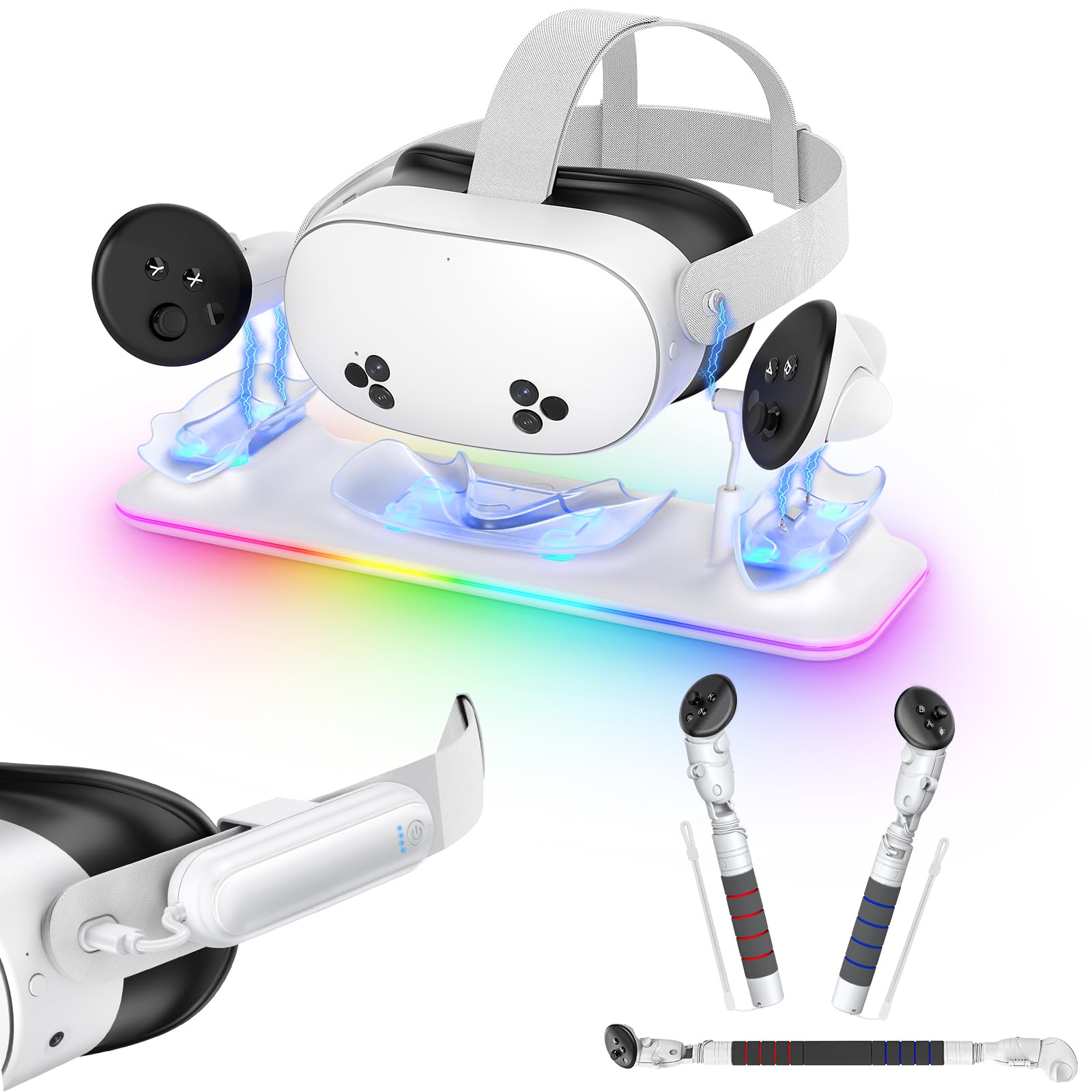 Magnetic VR Charging Dock with Battery Pack & Controller Extensions