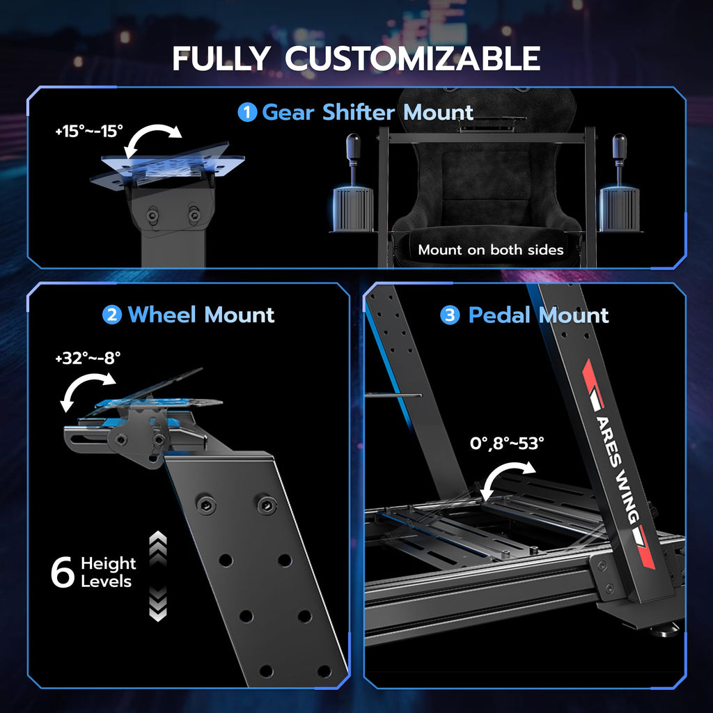 Adjustable Aluminum Sim Racing Cockpit with Seat