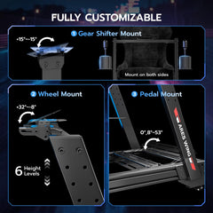 Adjustable Aluminum Sim Racing Cockpit with Seat