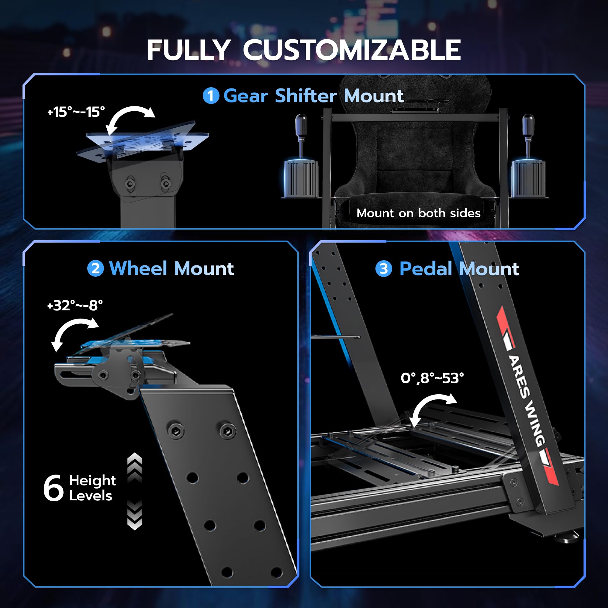 Adjustable Aluminum Sim Racing Cockpit with Seat