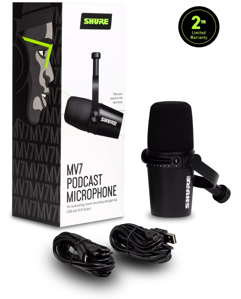 Shure MV7 USB Microphone with Tripod, for Podcasting, Recording