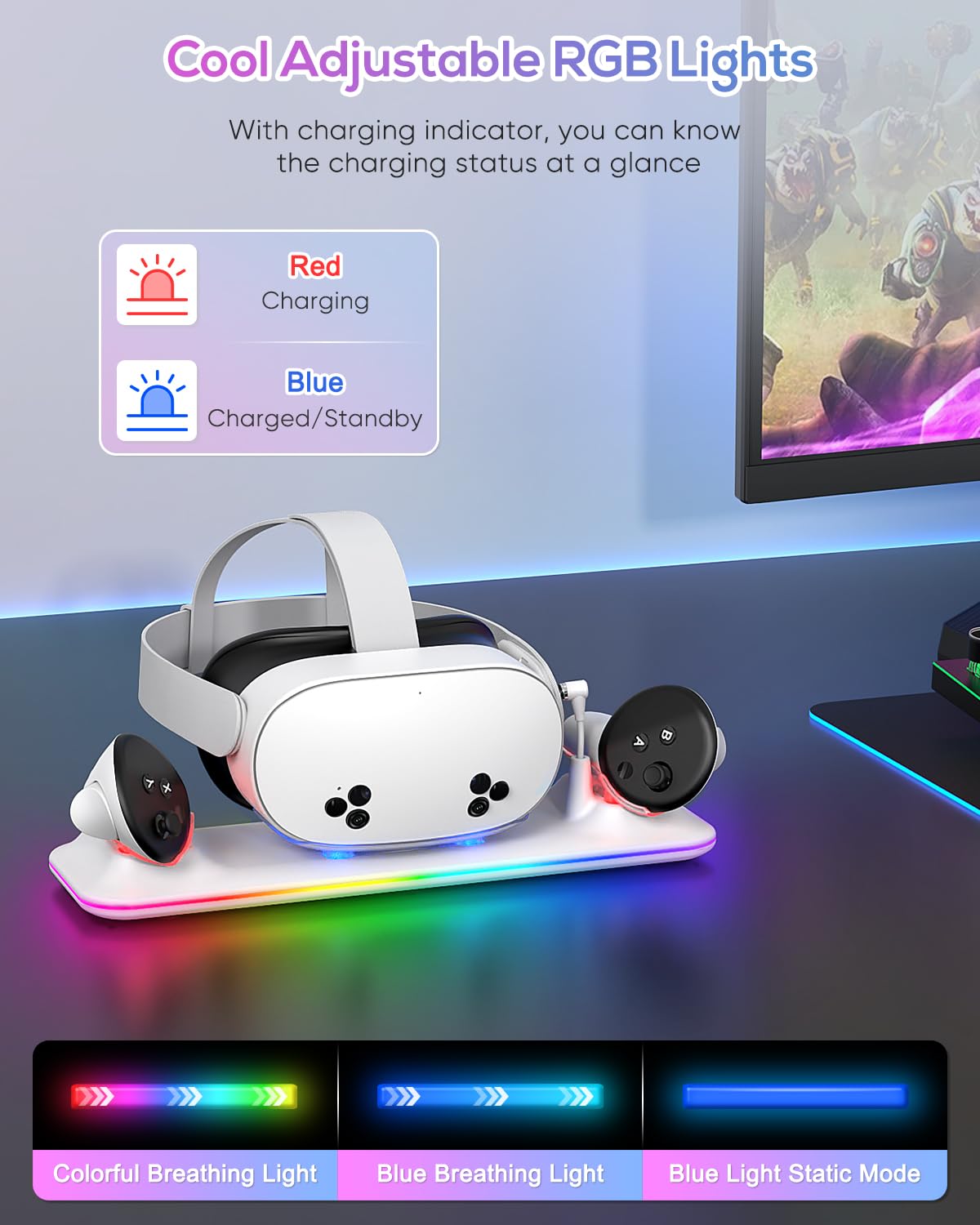 Magnetic VR Charging Dock with Battery Pack & Controller Extensions
