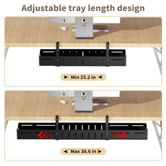 Adjustable No-Drill Under-Desk Cable Management Tray