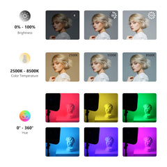2-Pack RGB LED Video Light Kit with Tripod Stands