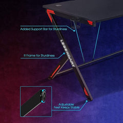 45-Inch Gaming Desk with Cup Holder & Headphone Hook