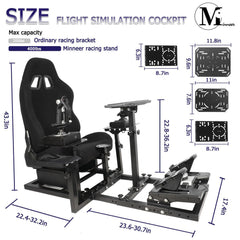 Adjustable Racing & Flight Simulator Cockpit with Seat
