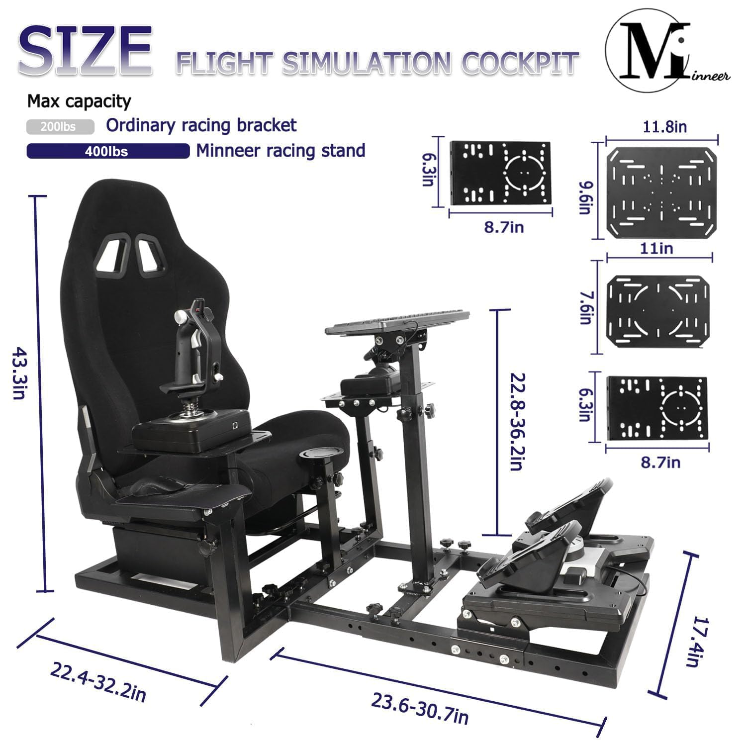 Adjustable Racing & Flight Simulator Cockpit with Seat