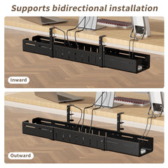Adjustable No-Drill Under-Desk Cable Management Tray