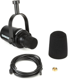 USB/XLR Dynamic Podcast Microphone with Boom Arm – Black