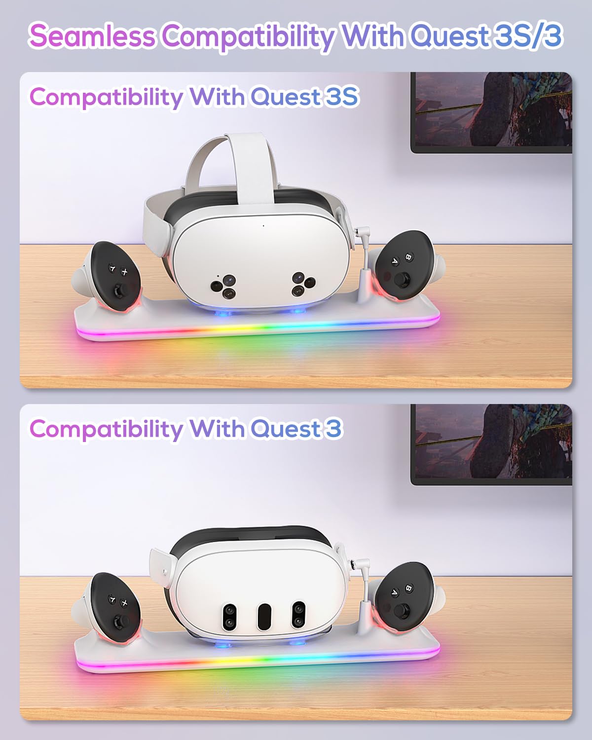 Magnetic VR Charging Dock with Battery Pack & Controller Extensions
