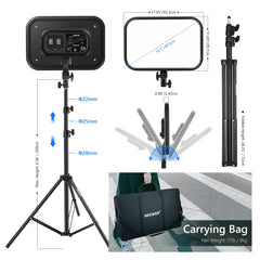 2-Pack RGB LED Video Light Kit with Tripod Stands