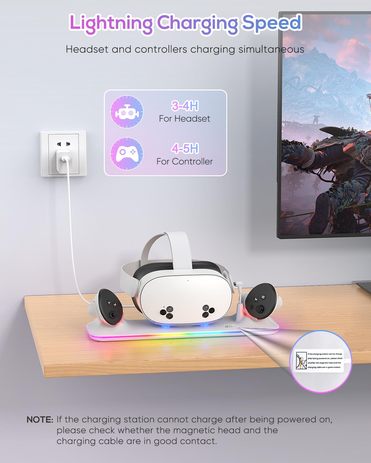 Magnetic VR Charging Dock with Battery Pack & Controller Extensions