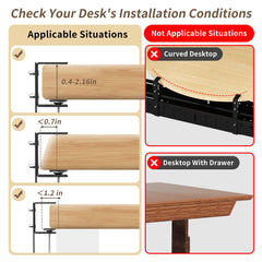 Adjustable No-Drill Under-Desk Cable Management Tray