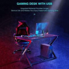 45-Inch Gaming Desk with Cup Holder & Headphone Hook