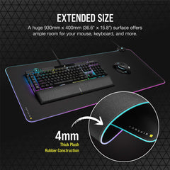 3XL RGB Extended Gaming Mouse Pad with Dual USB Ports – Black
