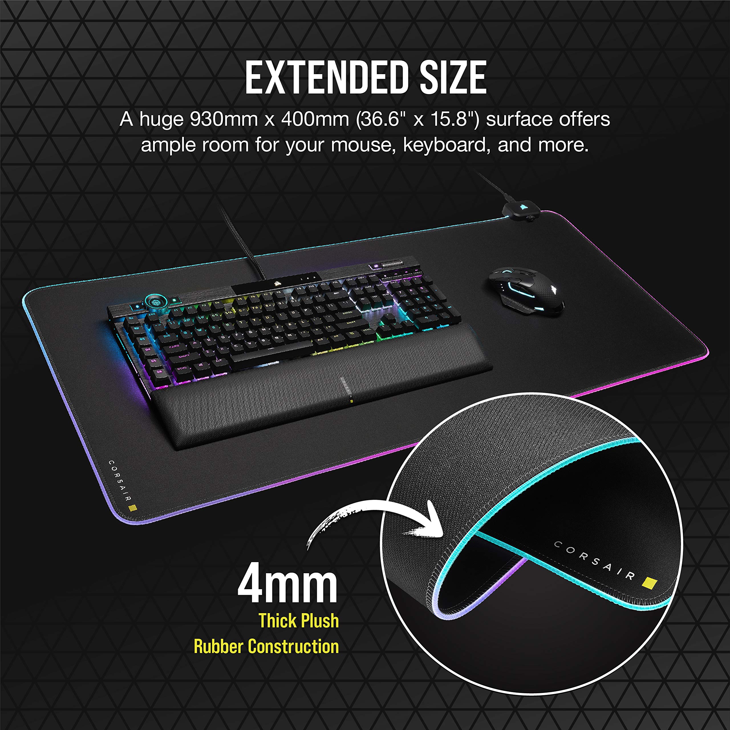 3XL RGB Extended Gaming Mouse Pad with Dual USB Ports – Black