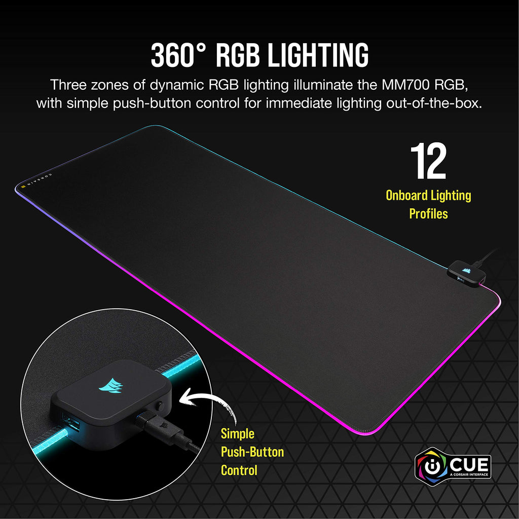 3XL RGB Extended Gaming Mouse Pad with Dual USB Ports – Black