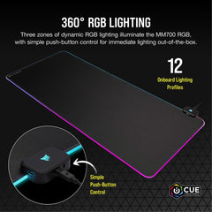 3XL RGB Extended Gaming Mouse Pad with Dual USB Ports – Black
