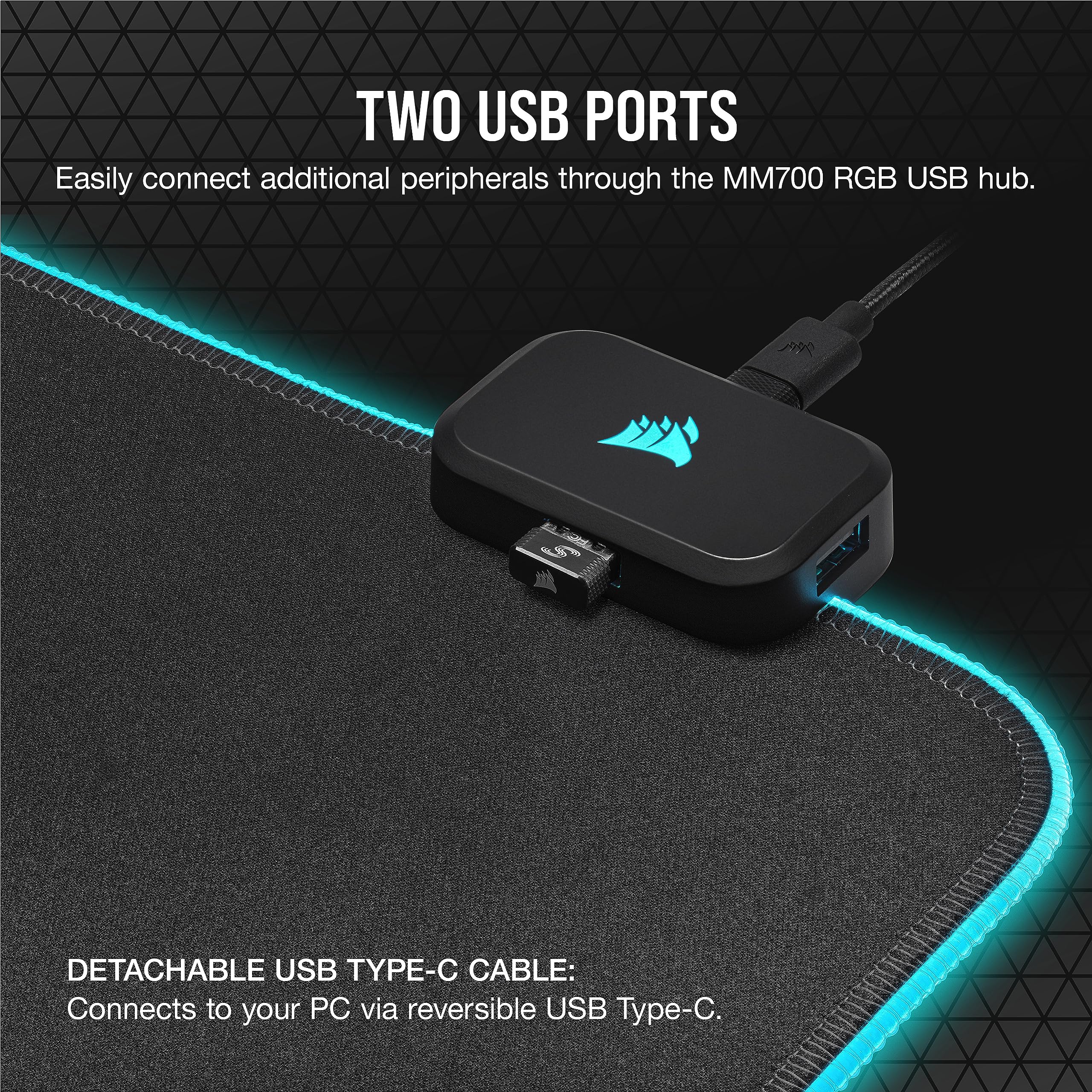 3XL RGB Extended Gaming Mouse Pad with Dual USB Ports – Black